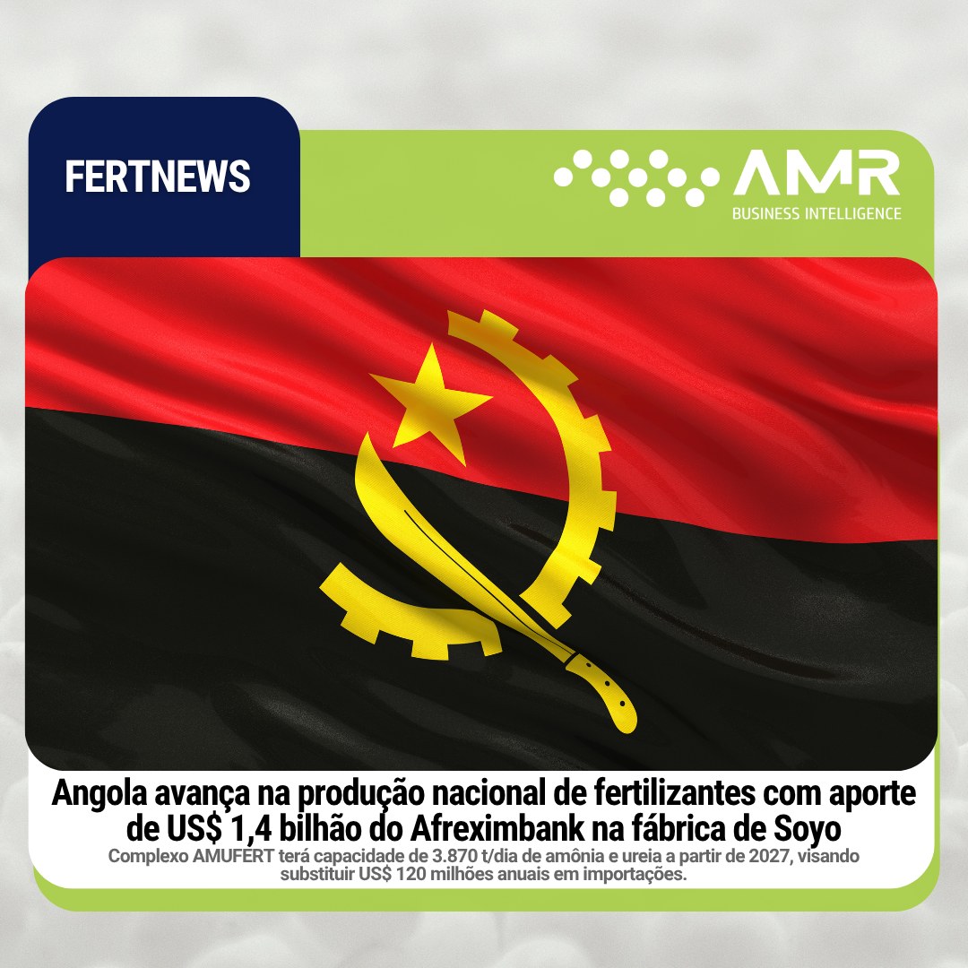 Capa da postagem Angola avança na produção nacional de fertilizantes com aporte de US$ 1,4 bilhão do Afreximbank na fábrica de Soyo