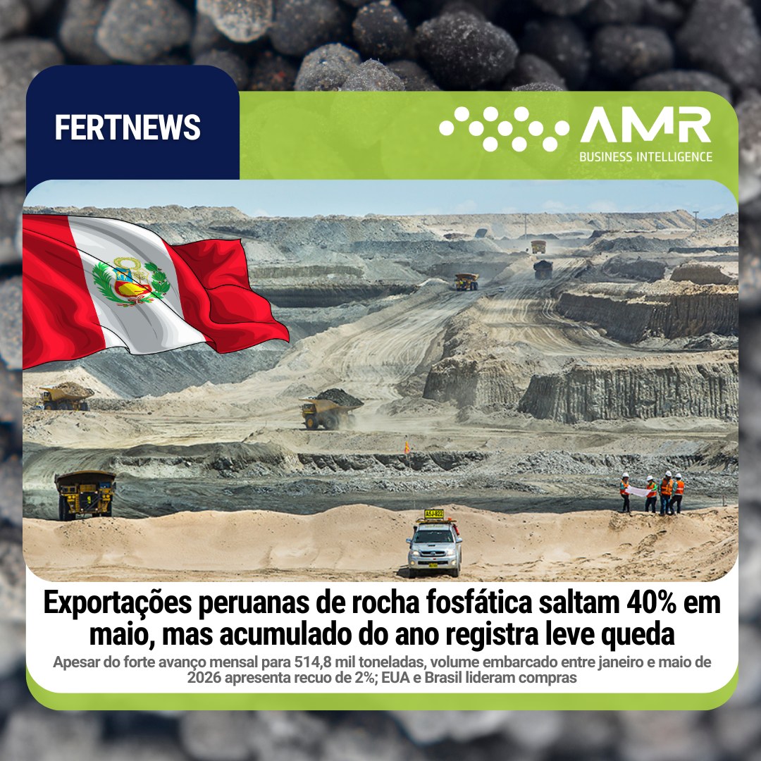 Capa da postagem Exportações peruanas de rocha fosfática saltam 40% em maio, mas acumulado do ano registra leve queda