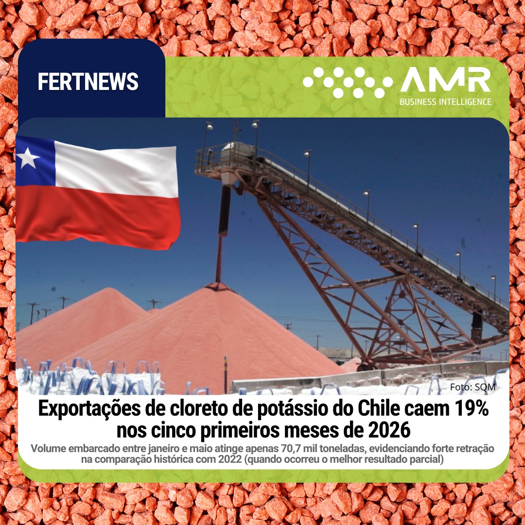 Capa da postagem Exportações de cloreto de potássio do Chile caem 19% nos cinco primeiros meses de 2026