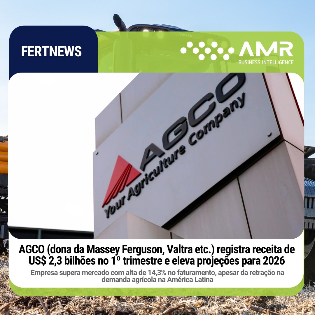 Capa da postagem AGCO (dona da Massey Ferguson, Valtra etc.) registra receita de US$ 2,3 bilhões no 1º trimestre e eleva projeções para 2026