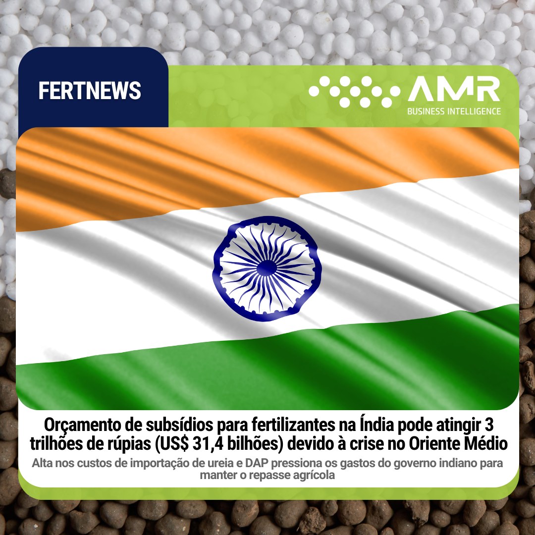 Capa da postagem Orçamento de subsídios para fertilizantes na Índia pode atingir 3 trilhões de rúpias (US$ 31,4 bilhões) devido à crise no Oriente Médio