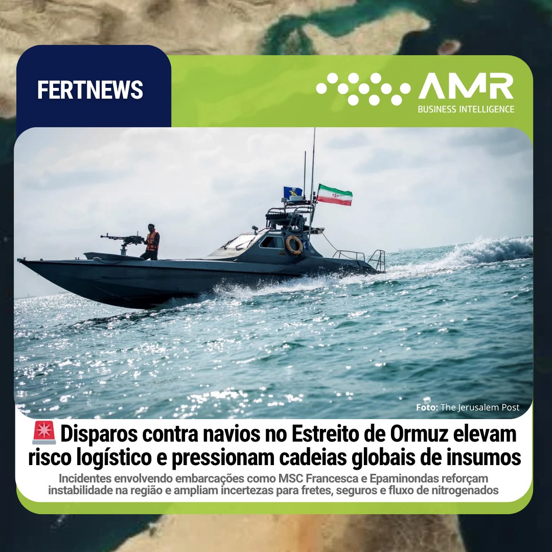 Capa da postagem 🚨 Disparos contra navios no Estreito de Ormuz elevam risco logístico e pressionam cadeias globais de insumos