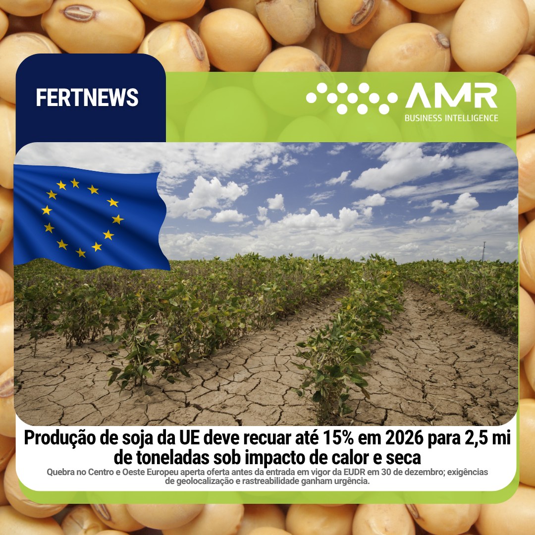 Capa da postagem Produção de soja da UE deve recuar até 15% em 2026 para 2,5 mi de toneladas sob impacto de calor e seca