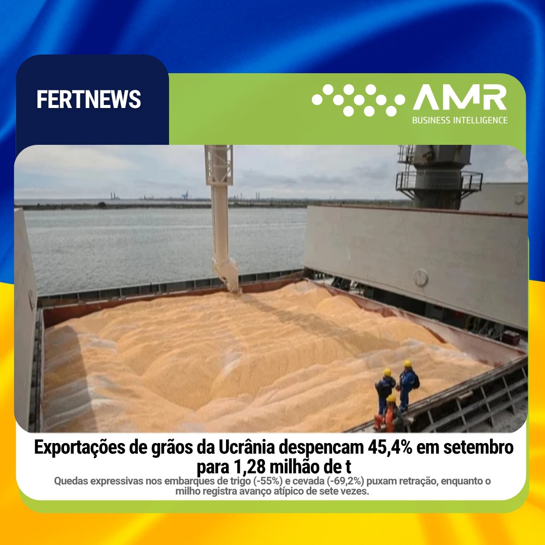 Capa da postagem Exportações de grãos da Ucrânia despencam 45,4% em setembro para 1,28 milhão de t