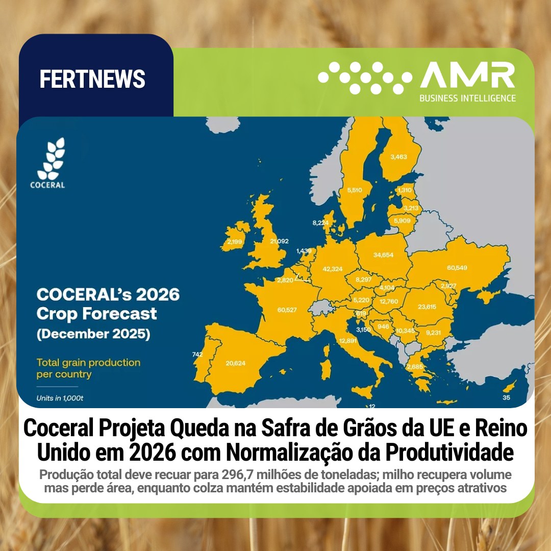 Capa da postagem Coceral Projeta Queda na Safra de Grãos da UE e Reino Unido em 2026 com Normalização da Produtividade