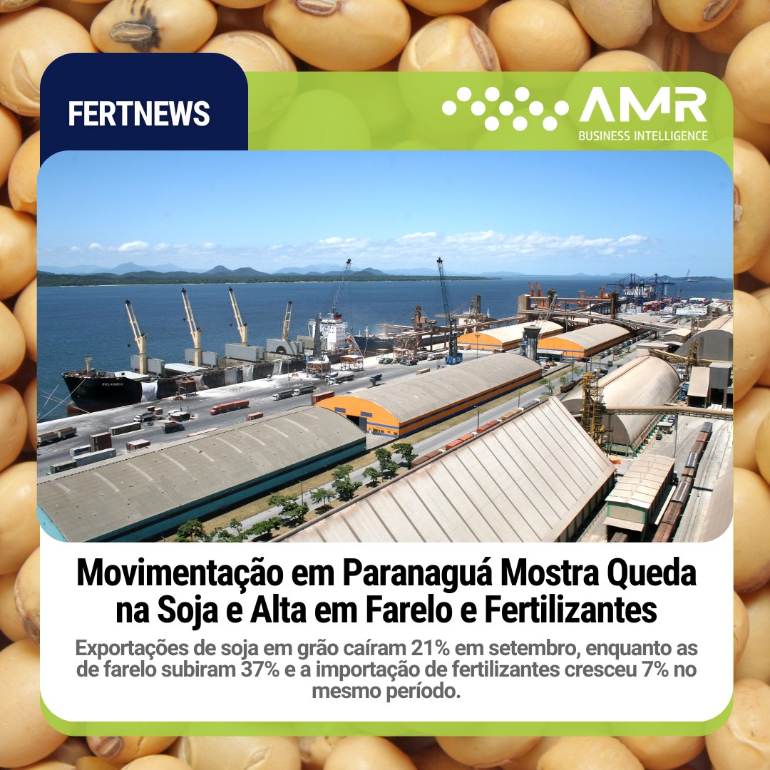 Capa da postagem Movimentação em Paranaguá Mostra Queda na Soja e Alta em Farelo e Fertilizantes