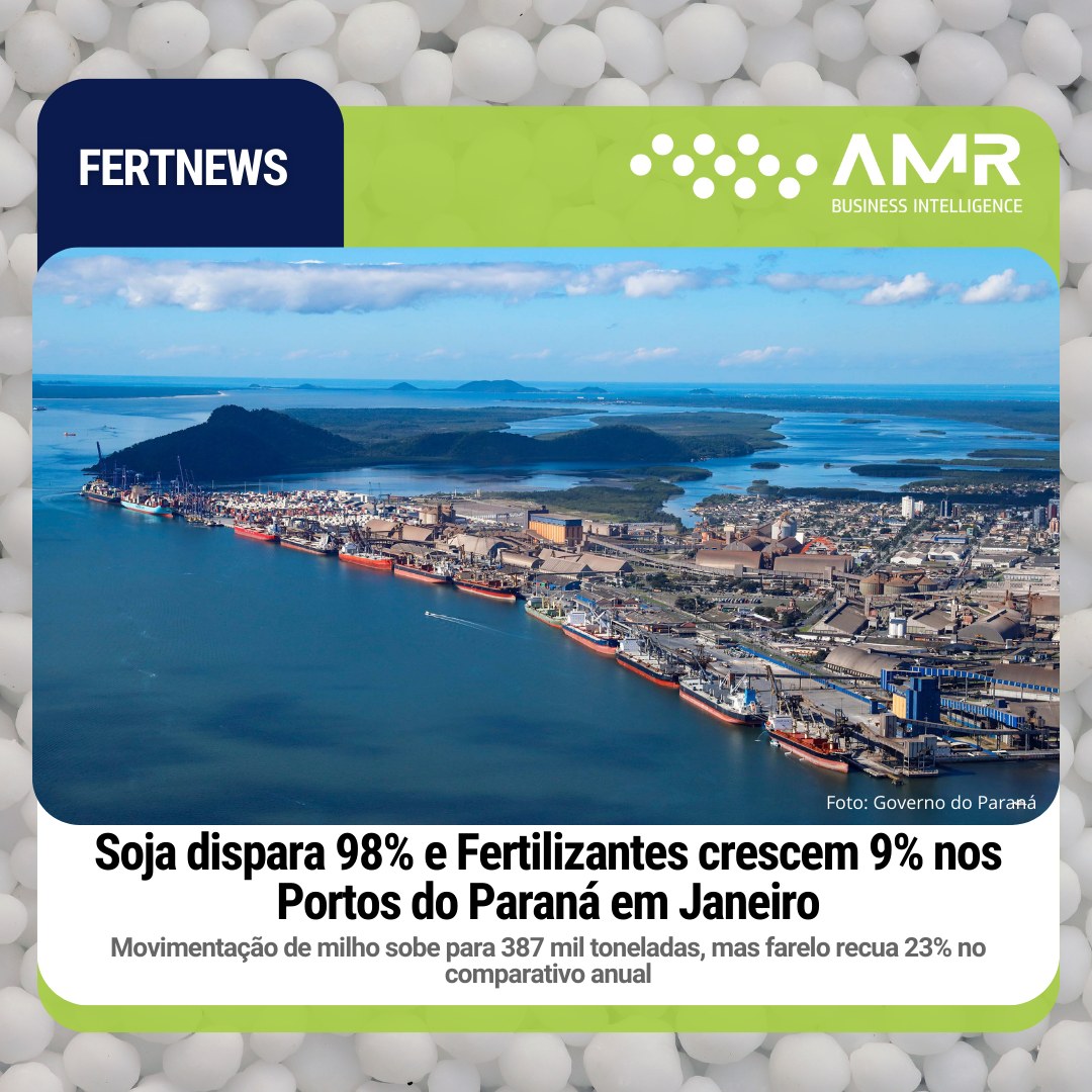 Capa da postagem Soja dispara 98% e Fertilizantes crescem 9% nos Portos do Paraná em Janeiro
