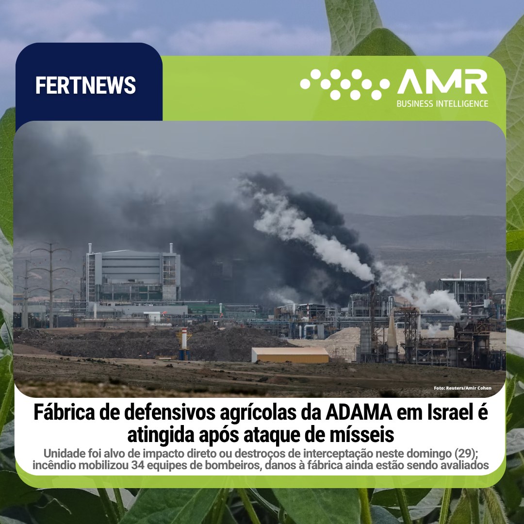 Capa da postagem Fábrica de defensivos agrícolas da ADAMA em Israel é atingida após ataque de mísseis