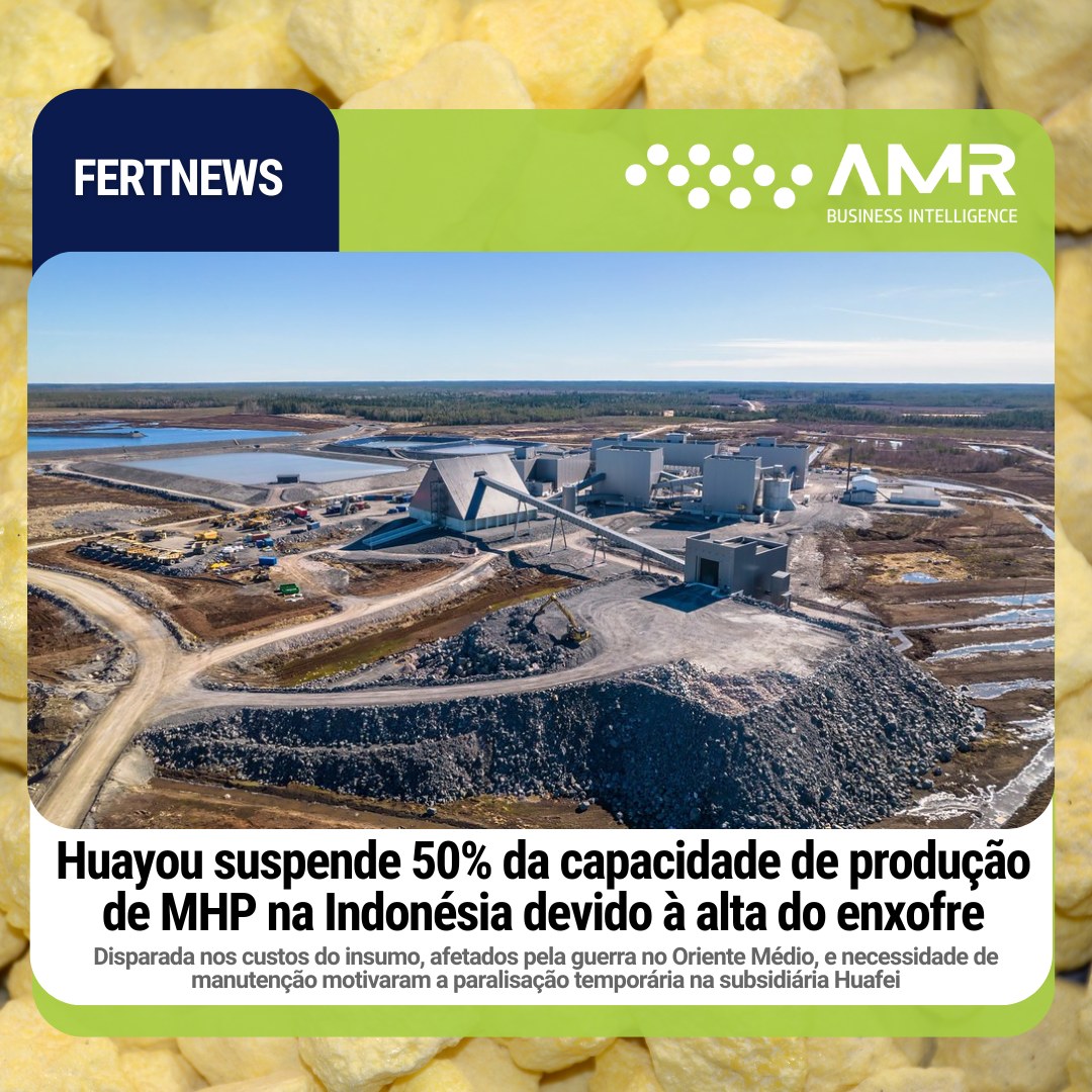Capa da postagem Huayou suspende 50% da capacidade de produção de MHP na Indonésia devido à alta do enxofre
