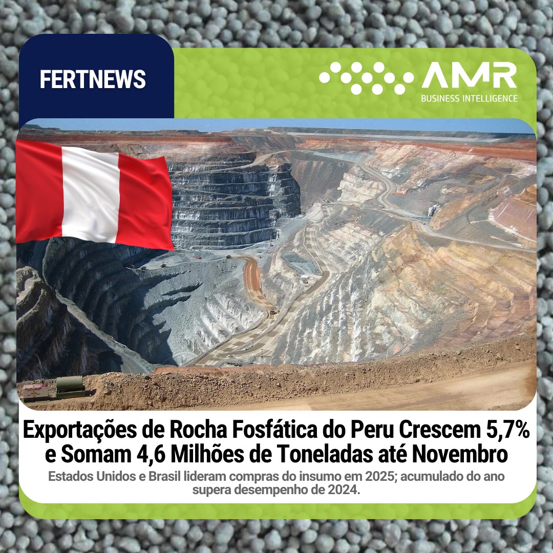 Capa da postagem Exportações de Rocha Fosfática do Peru Crescem 5,7% e Somam 4,6 Milhões de Toneladas até Novembro