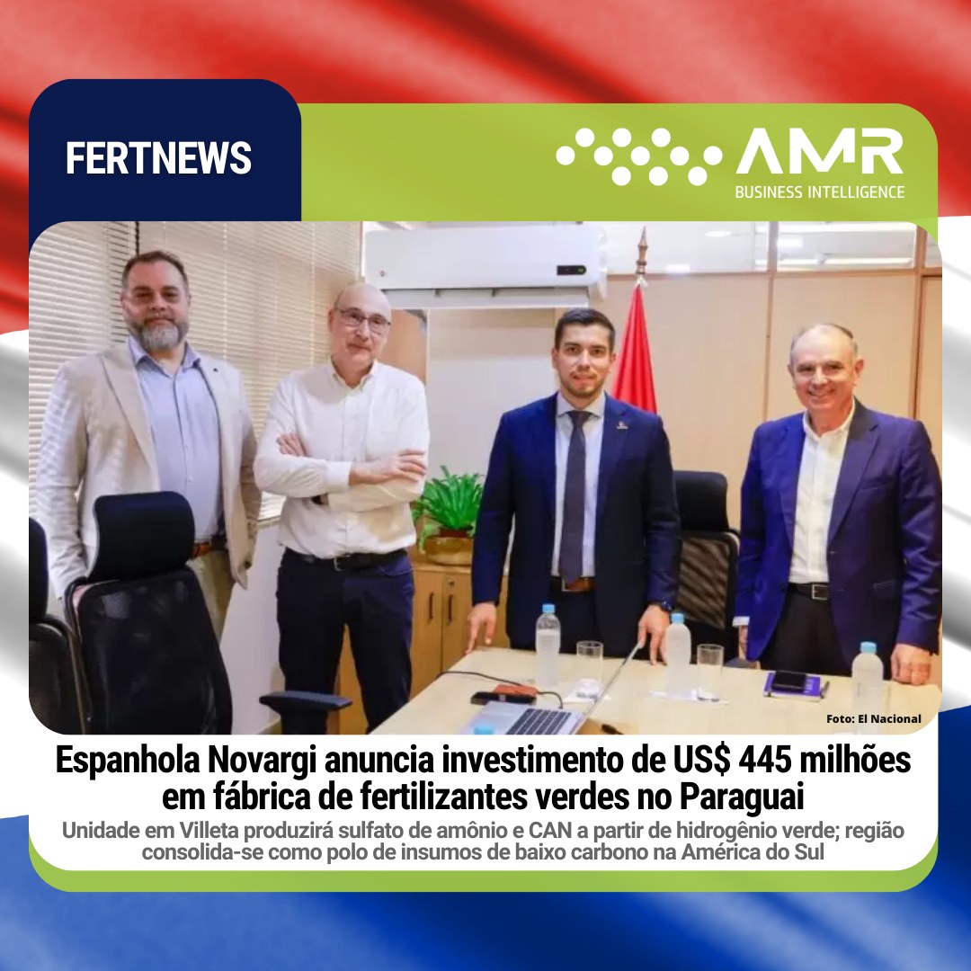 Capa da postagem Espanhola Novargi anuncia investimento de US$ 445 milhões em fábrica de fertilizantes verdes no Paraguai