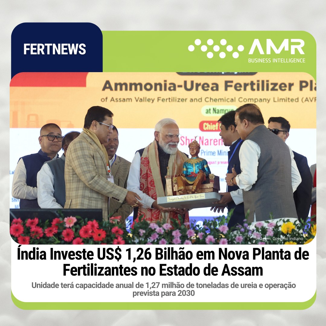 Capa da postagem Índia Investe US$ 1,26 Bilhão em Nova Planta de Fertilizantes no Estado de Assam