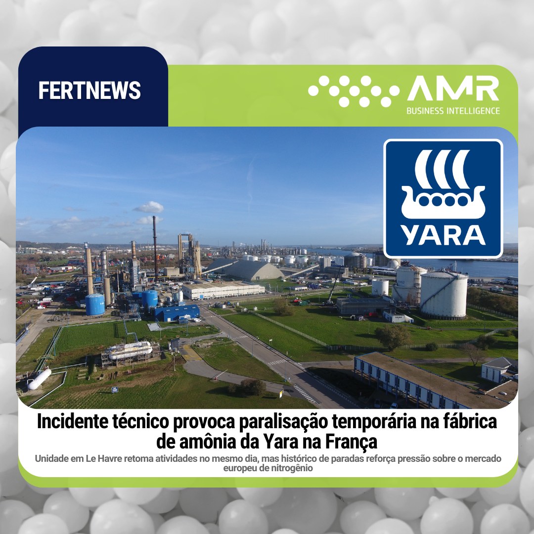 Capa da postagem Incidente técnico provoca paralisação temporária na fábrica de amônia da Yara na França