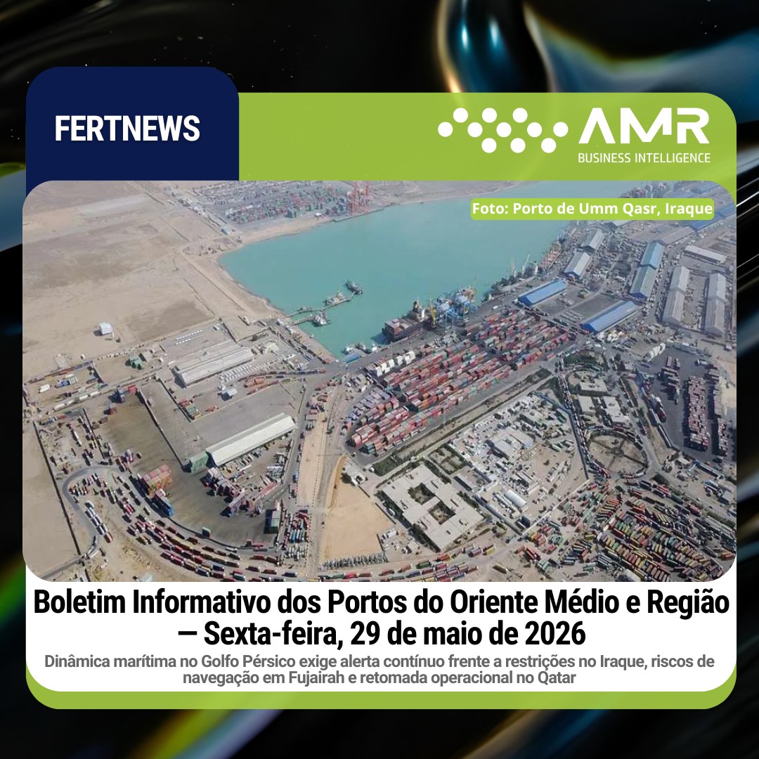 Capa da postagem Boletim Informativo dos Portos do Oriente Médio e Região — Sexta-feira, 29 de maio de 2026