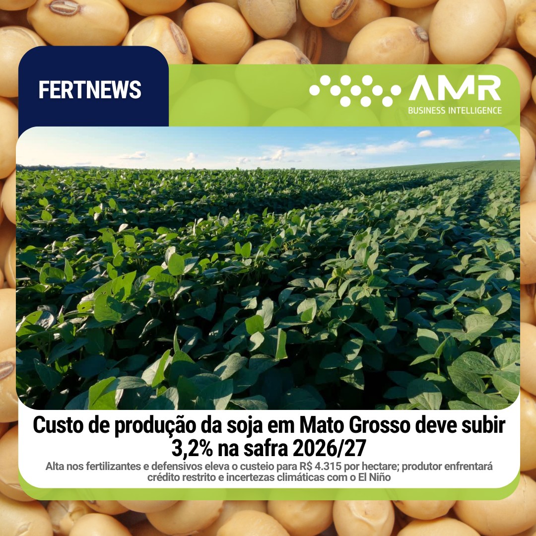 Capa da postagem Custo de produção da soja em Mato Grosso deve subir 3,2% na safra 2026/27