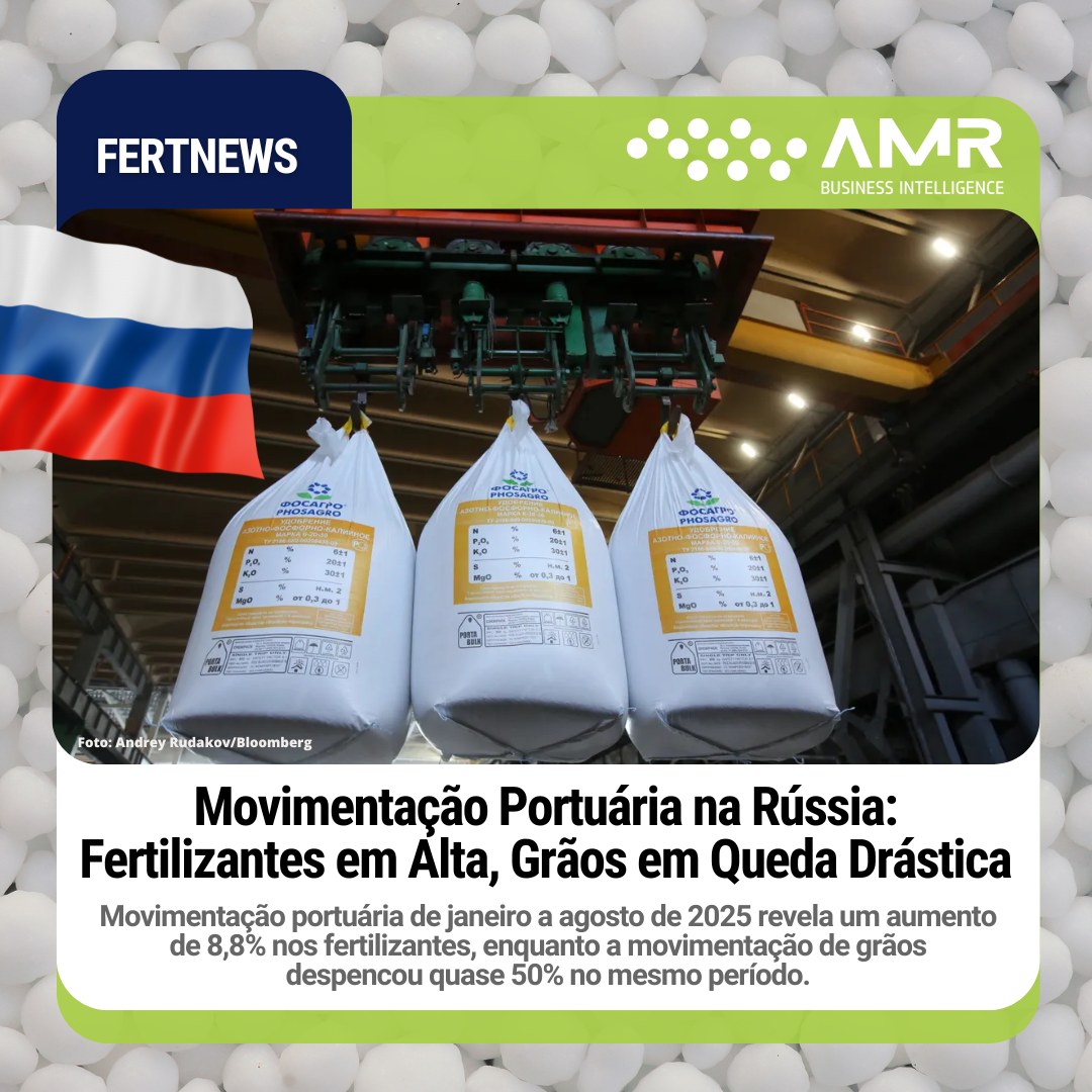 Capa da postagem Movimentação Portuária na Rússia: Fertilizantes em Alta, Grãos em Queda Drástica