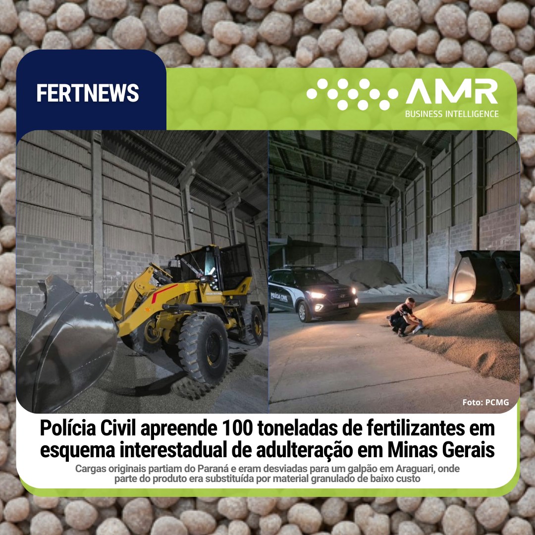 Capa da postagem Polícia Civil apreende 100 toneladas de fertilizantes em esquema interestadual de adulteração em Minas Gerais