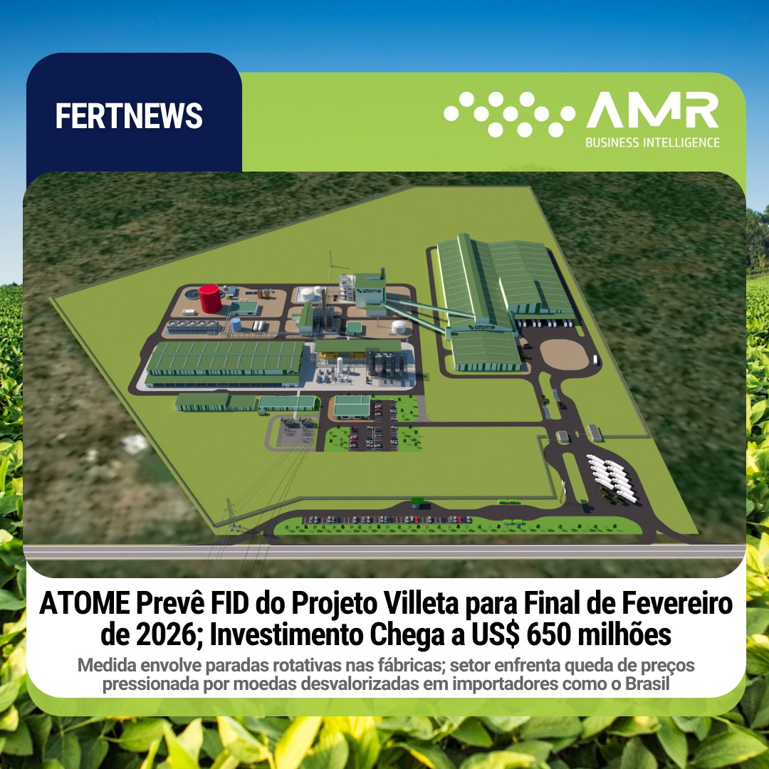Capa da postagem ATOME Prevê FID do Projeto Villeta para Final de Fevereiro de 2026; Investimento Chega a US$ 650 milhões