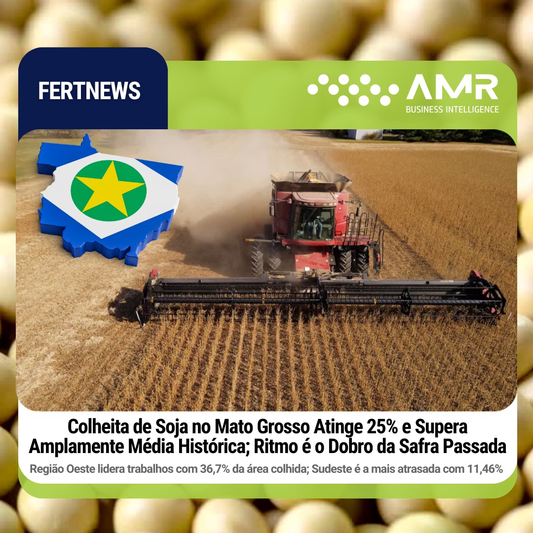 Capa da postagem Colheita de Soja no Mato Grosso Atinge 25% e Supera Amplamente Média Histórica; Ritmo é o Dobro da Safra Passada