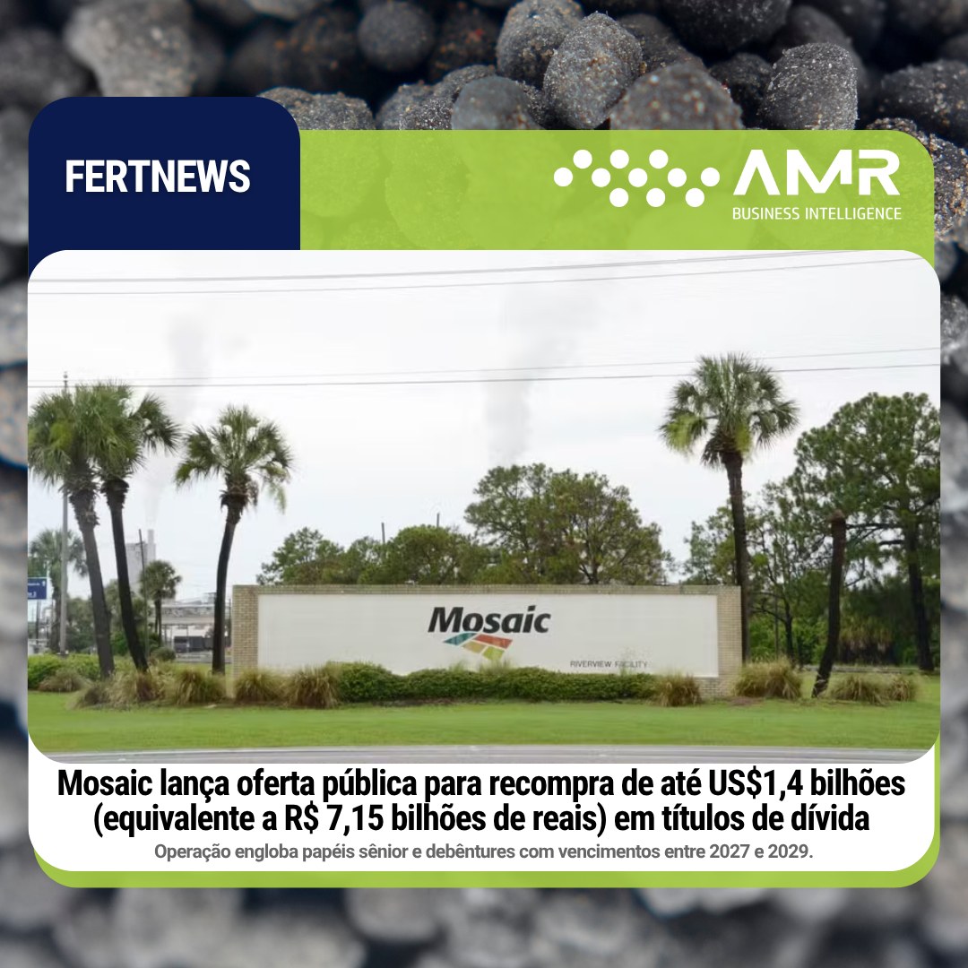 Capa da postagem Mosaic lança oferta pública para recompra de até US$1,4 bilhões (equivalente a R$ 7,15 bilhões de reais) em títulos de dívida