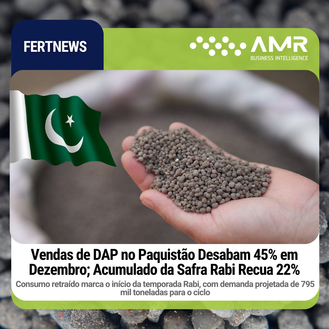 Capa da postagem Vendas de DAP no Paquistão Desabam 45% em Dezembro; Acumulado da Safra Rabi Recua 22%