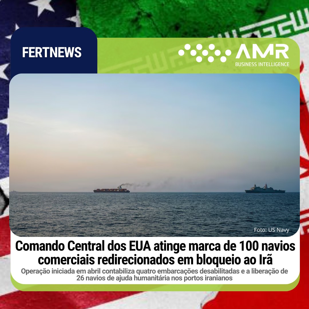 Capa da postagem Comando Central dos EUA atinge marca de 100 navios comerciais redirecionados em bloqueio ao Irã