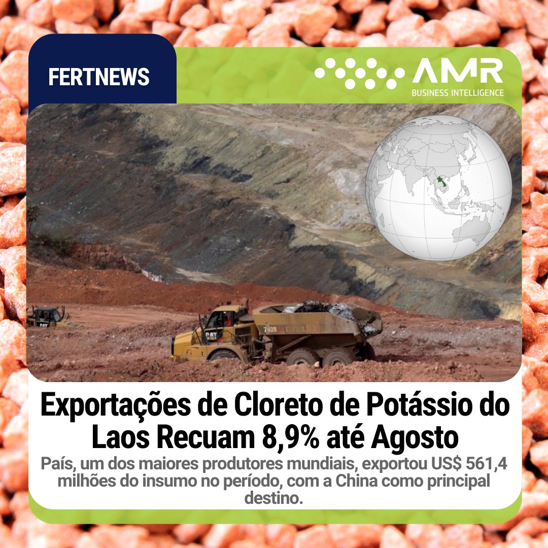 Capa da postagem Exportações de Cloreto de Potássio do Laos Recuam 8,9% até Agosto