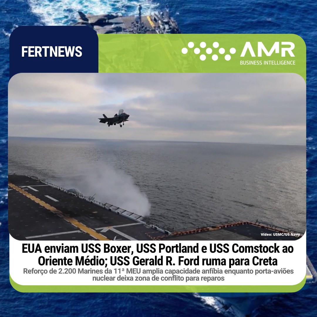 Capa da postagem EUA enviam USS Boxer, USS Portland e USS Comstock ao Oriente Médio; USS Gerald R. Ford ruma para Creta