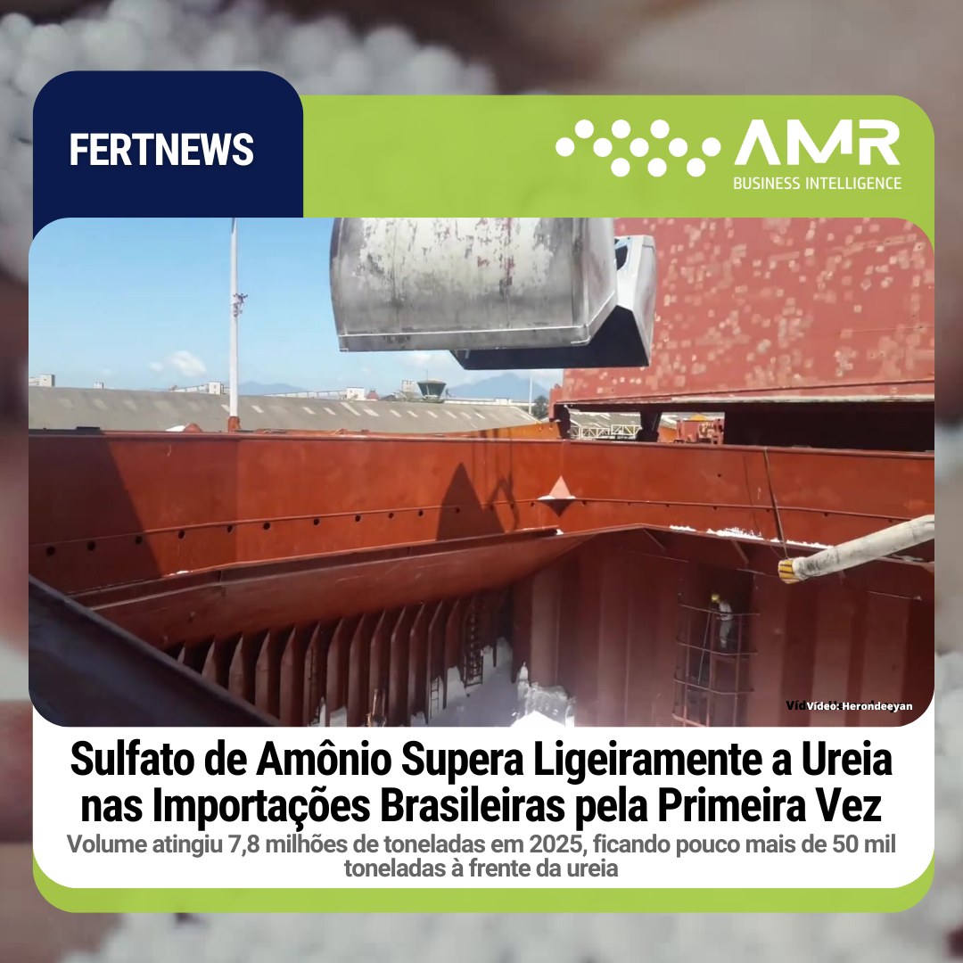 Capa da postagem Sulfato de Amônio Supera Ligeiramente a Ureia nas Importações Brasileiras pela Primeira Vez