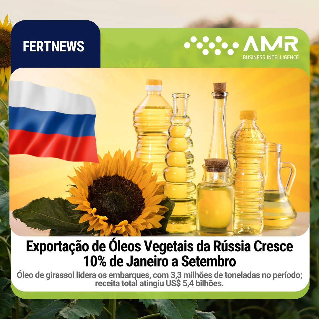Capa da postagem Exportação de Óleos Vegetais da Rússia Cresce 10% de Janeiro a Setembro