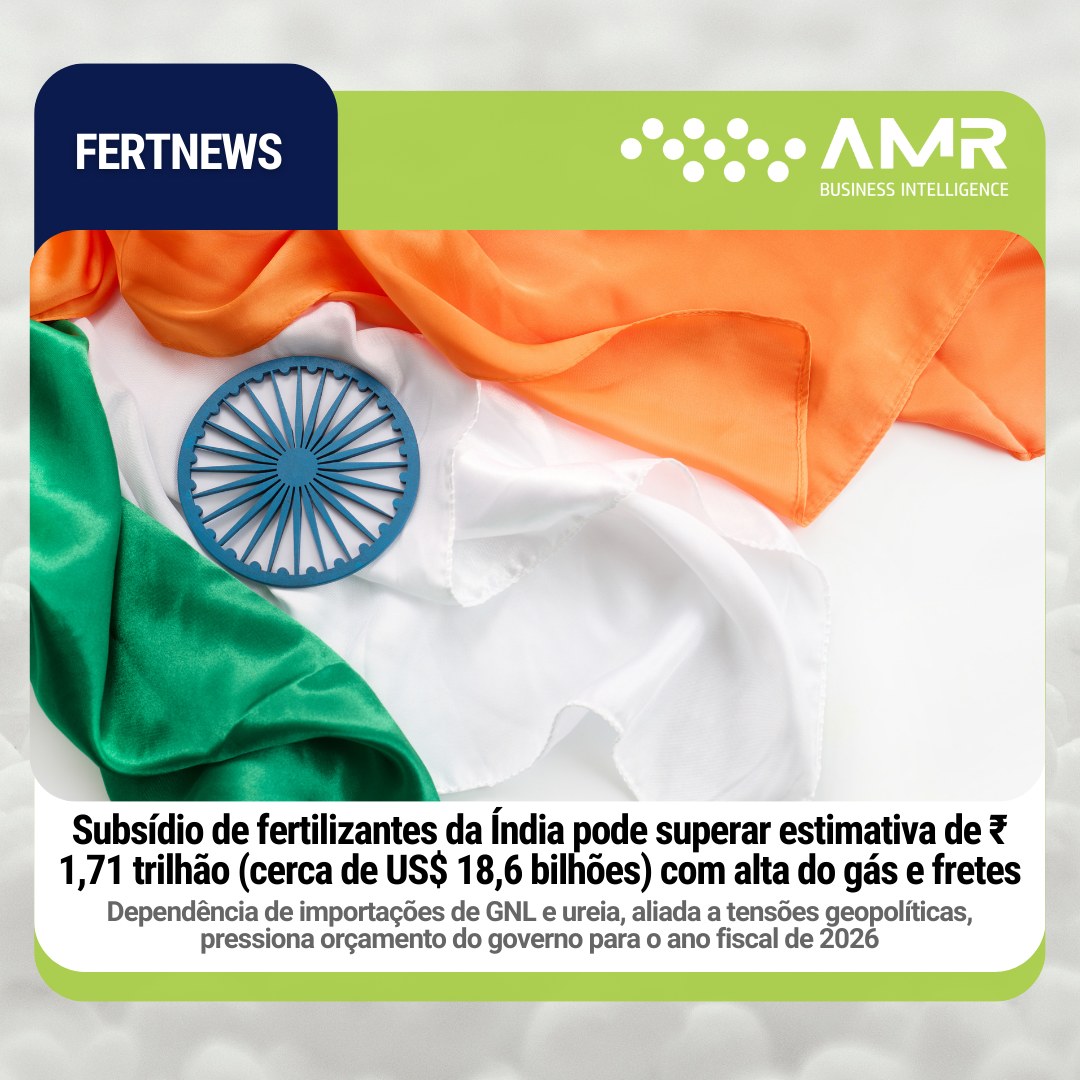 Capa da postagem Subsídio de fertilizantes da Índia pode superar estimativa de ₹ 1,71 trilhão (cerca de US$ 18,6 bilhões) com alta do gás e fretes