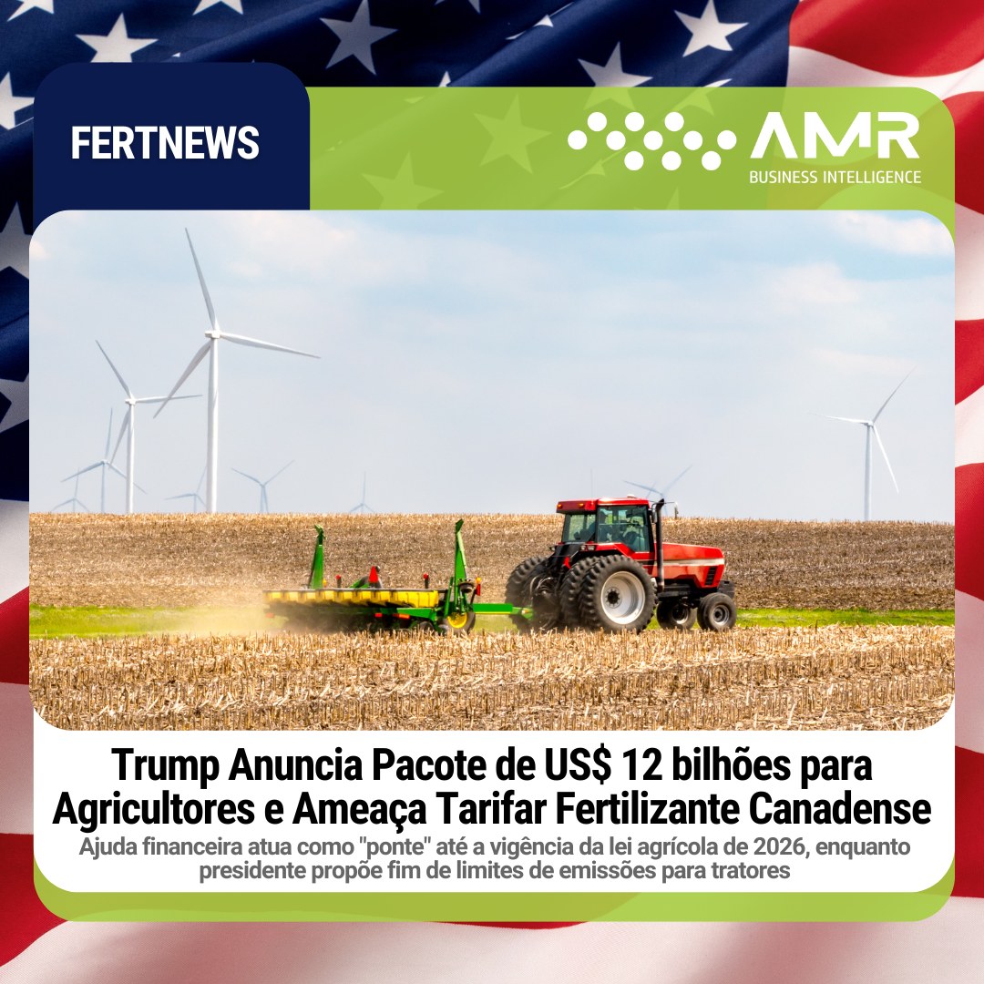 Capa da postagem Trump Anuncia Pacote de US$ 12 bilhões para Agricultores e Ameaça Tarifar Fertilizante Canadense