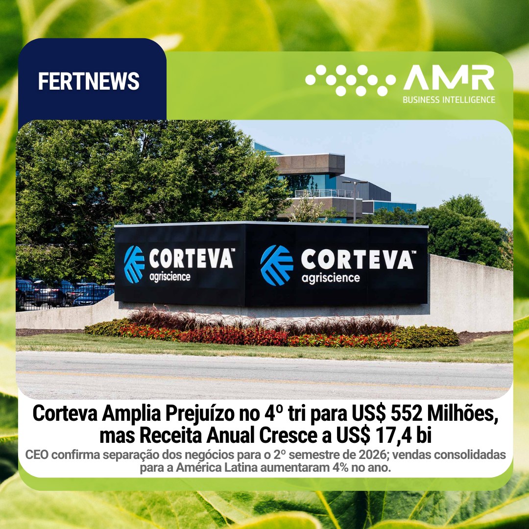 Capa da postagem Corteva Amplia Prejuízo no 4º tri para US$ 552 Milhões, mas Receita Anual Cresce a US$ 17,4 bi