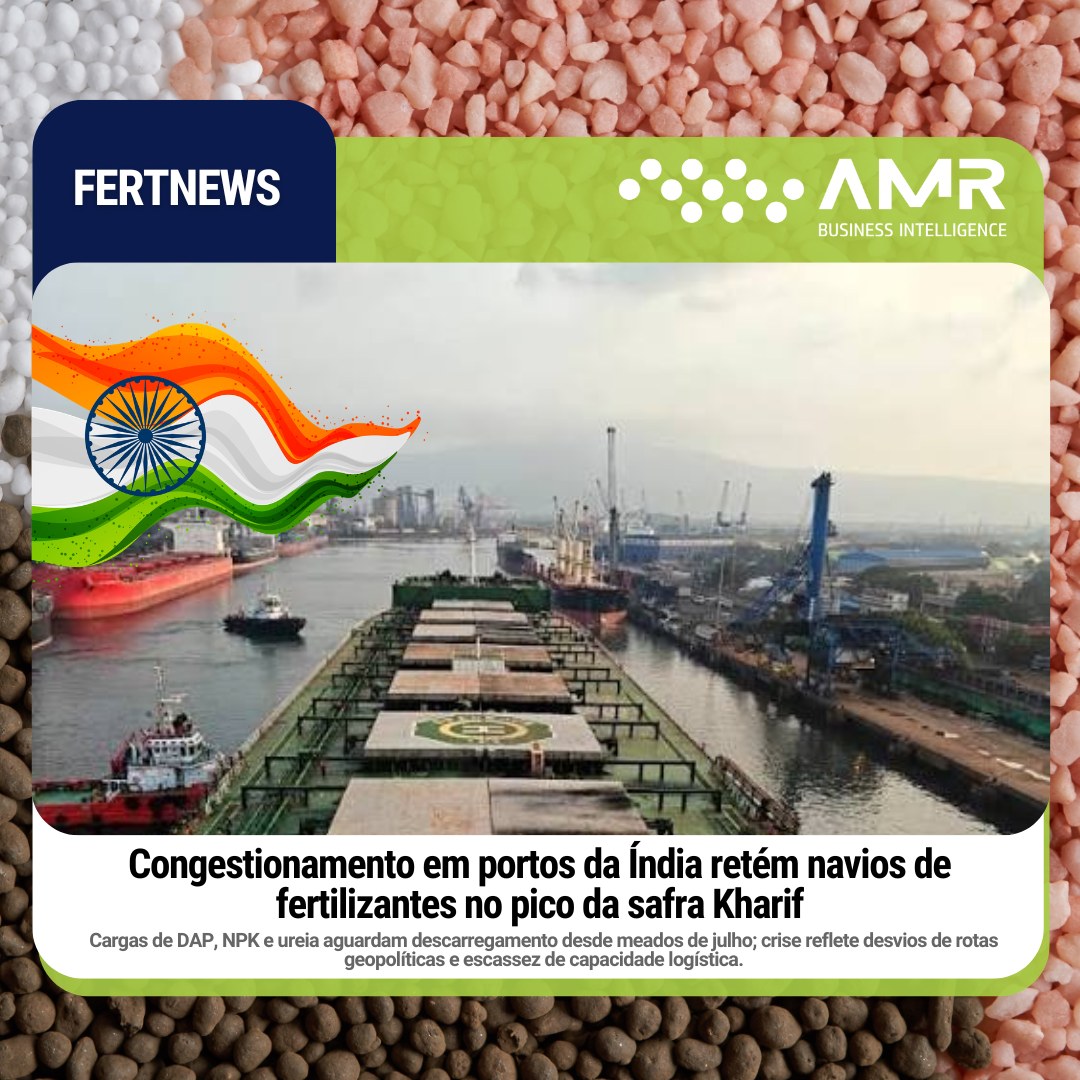 Capa da postagem Congestionamento em portos da Índia retém navios de fertilizantes no pico da safra Kharif