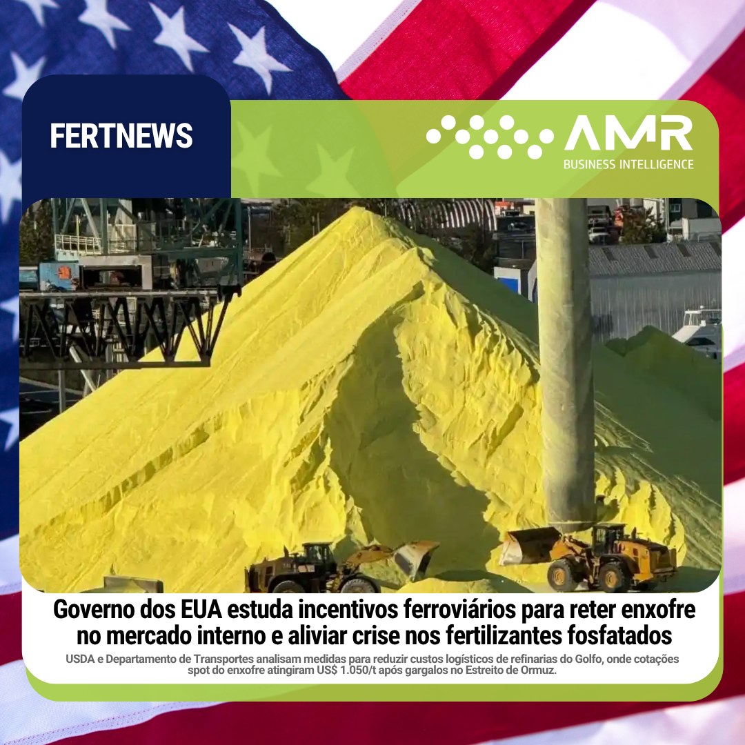 Capa da postagem Governo dos EUA estuda incentivos ferroviários para reter enxofre no mercado interno e aliviar crise nos fertilizantes fosfatados