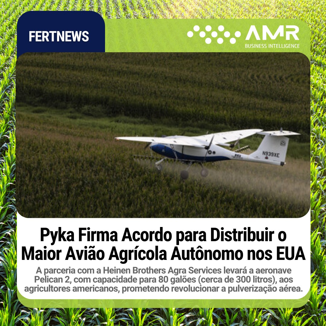 Capa da postagem Pyka Firma Acordo para Distribuir o Maior Avião Agrícola Autônomo nos EUA
