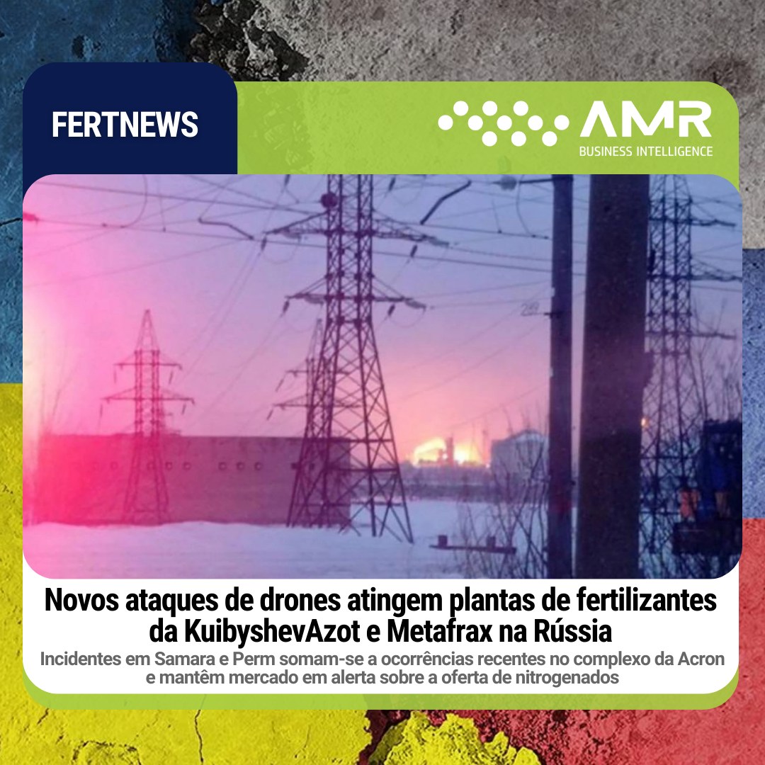 Capa da postagem Novos ataques de drones atingem plantas de fertilizantes da KuibyshevAzot e Metafrax na Rússia
