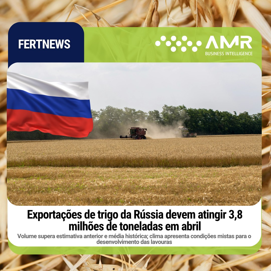 Capa da postagem Exportações de trigo da Rússia devem atingir 3,8 milhões de toneladas em abril