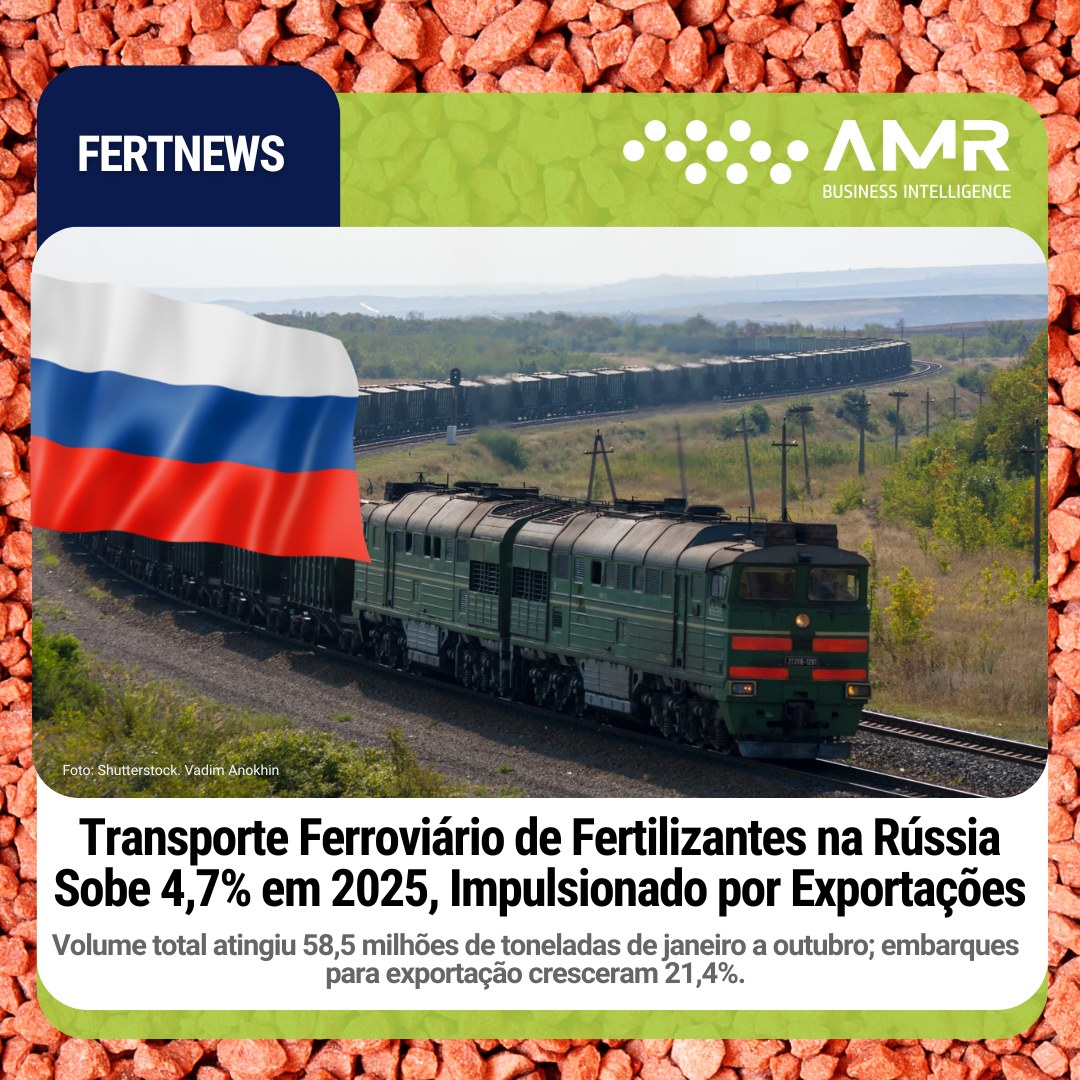 Capa da postagem Transporte Ferroviário de Fertilizantes na Rússia Sobe 4,7% em 2025, Impulsionado por Exportações