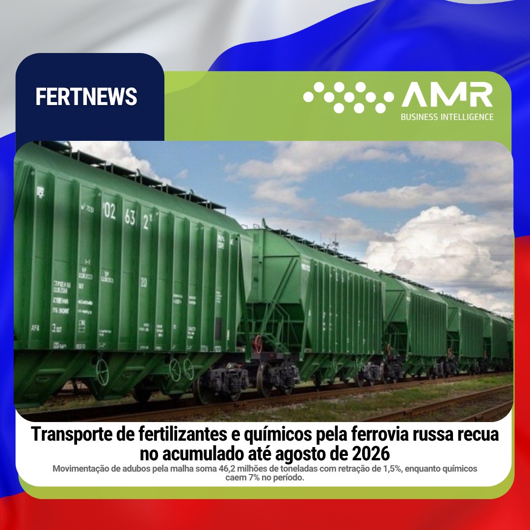 Capa da postagem Transporte de fertilizantes e químicos pela ferrovia russa recua no acumulado até agosto de 2026