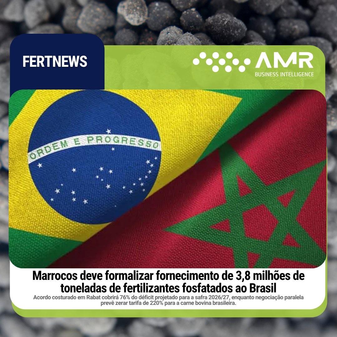 Capa da postagem Marrocos deve formalizar fornecimento de 3,8 milhões de toneladas de fertilizantes fosfatados ao Brasil