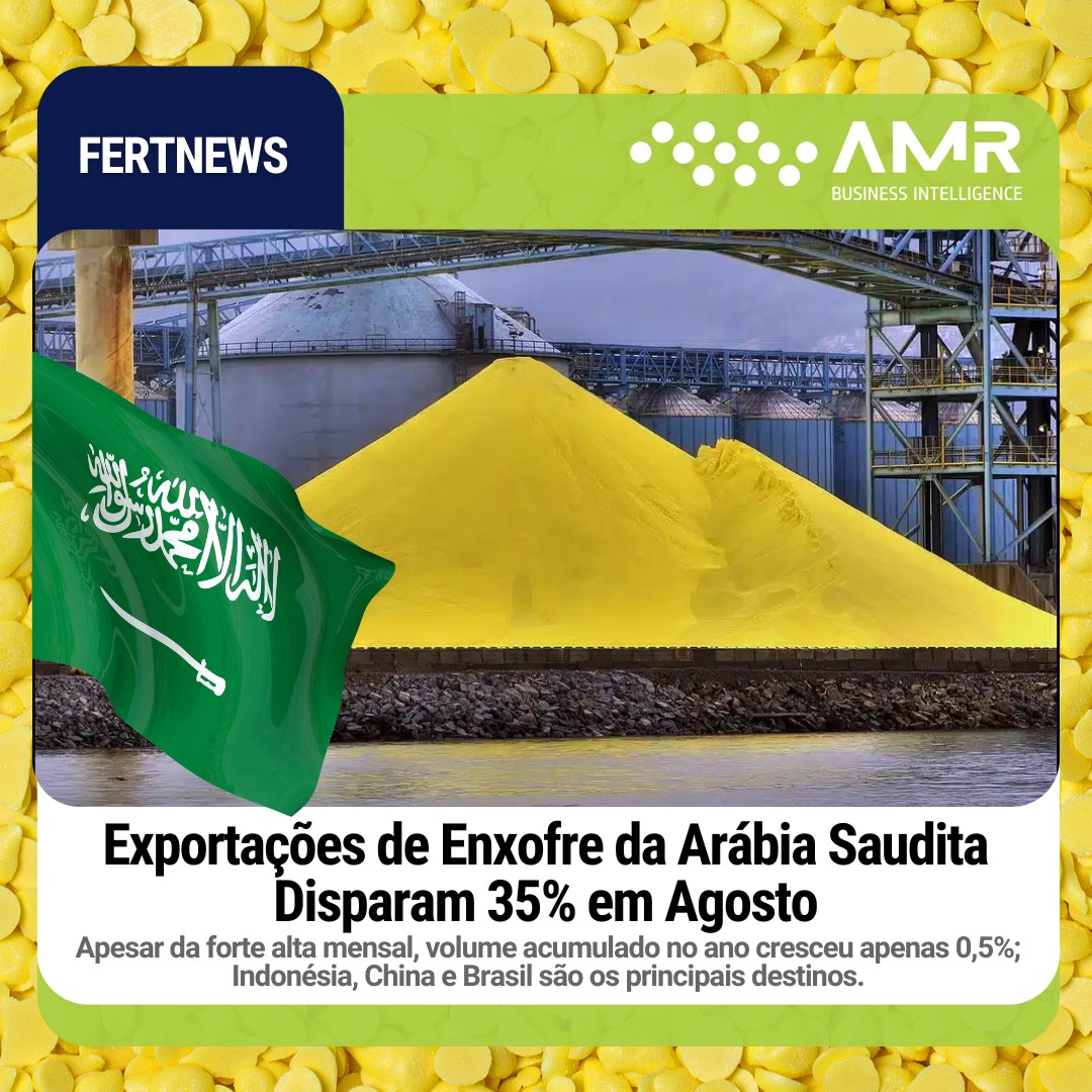 Capa da postagem Exportações de Enxofre da Arábia Saudita Disparam 35% em Agosto
