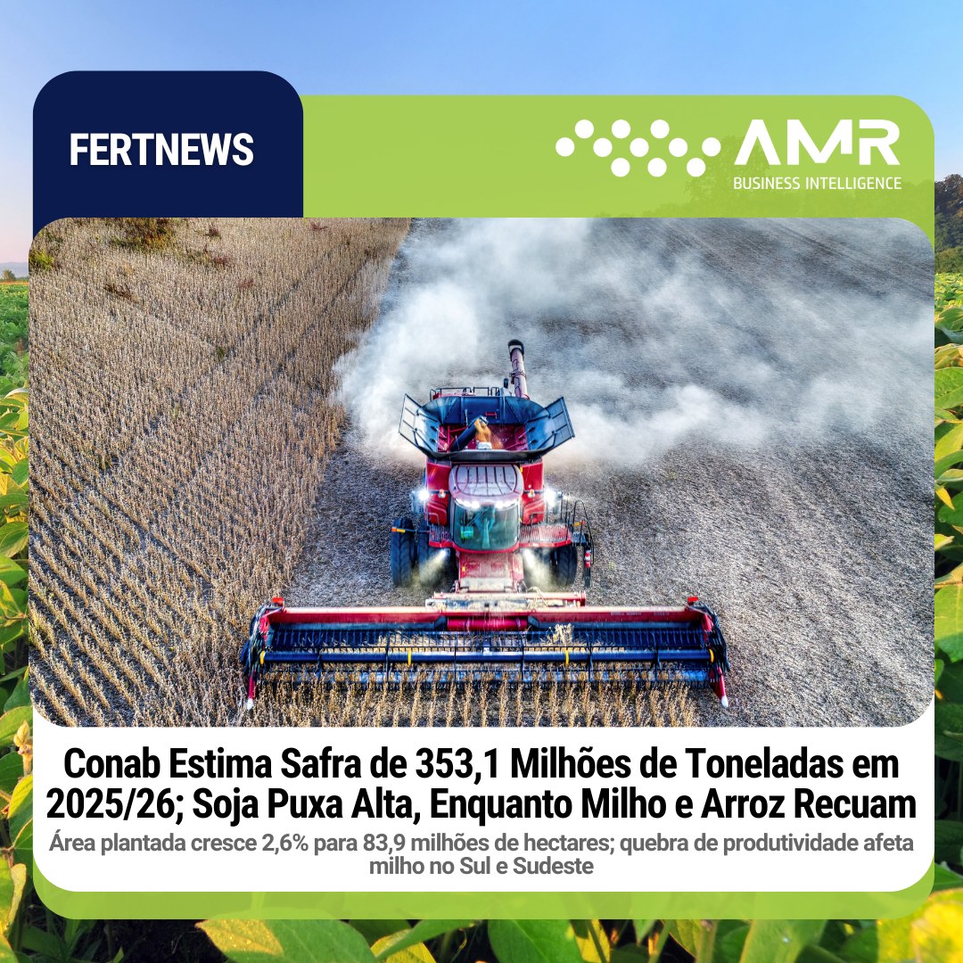 Capa da postagem Conab Estima Safra de 353,1 Milhões de Toneladas em 2025/26; Soja Puxa Alta, Enquanto Milho e Arroz Recuam