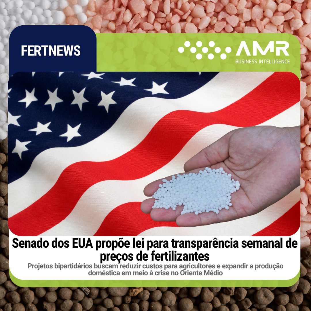 Capa da postagem Senado dos EUA propõe lei para transparência semanal de preços de fertilizantes