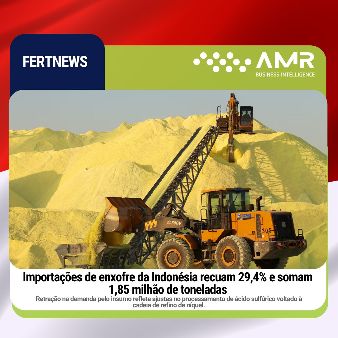 Capa da postagem Importações de enxofre da Indonésia recuam 29,4% e somam 1,85 milhão de toneladas