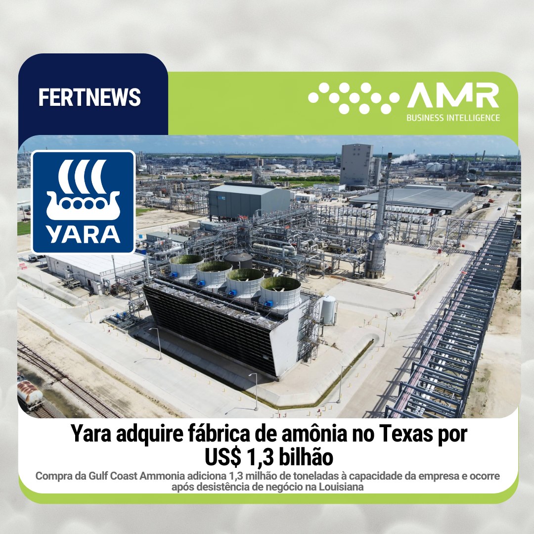 Capa da postagem Yara adquire fábrica de amônia no Texas por US$ 1,3 bilhão