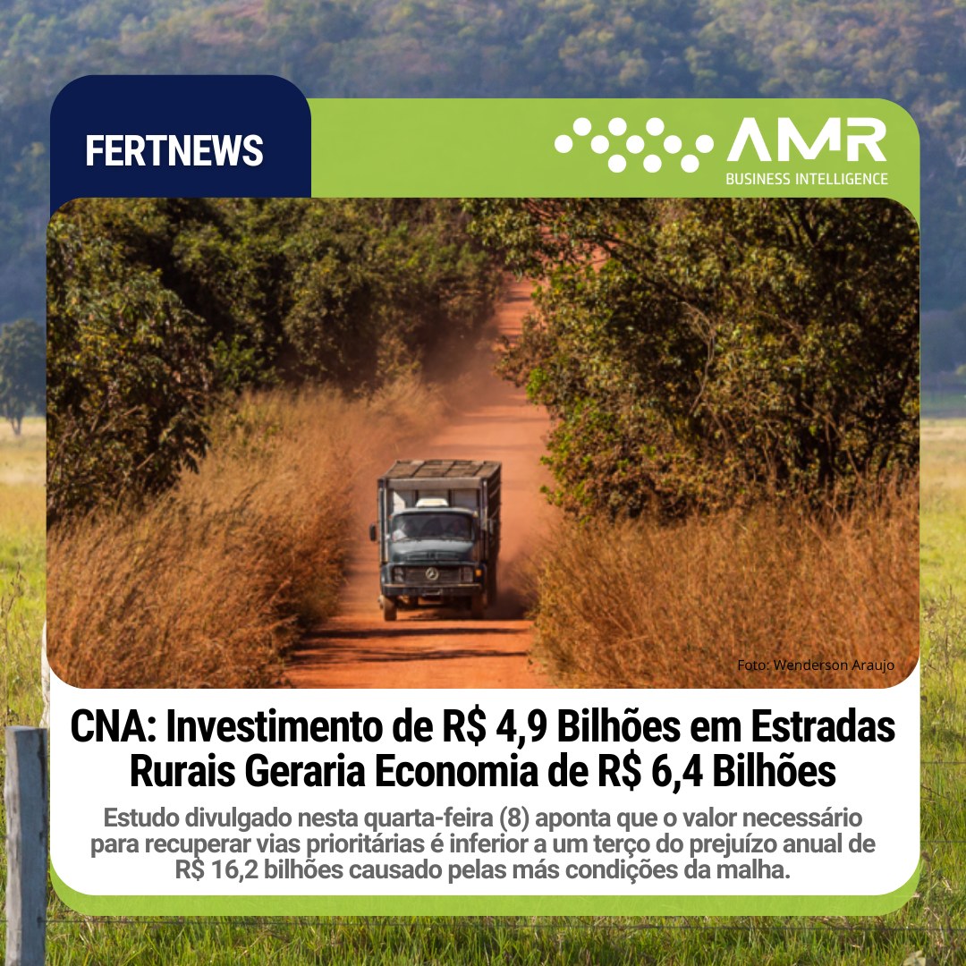 Capa da postagem CNA: Investimento de R$ 4,9 Bilhões em Estradas Rurais Geraria Economia de R$ 6,4 Bilhões