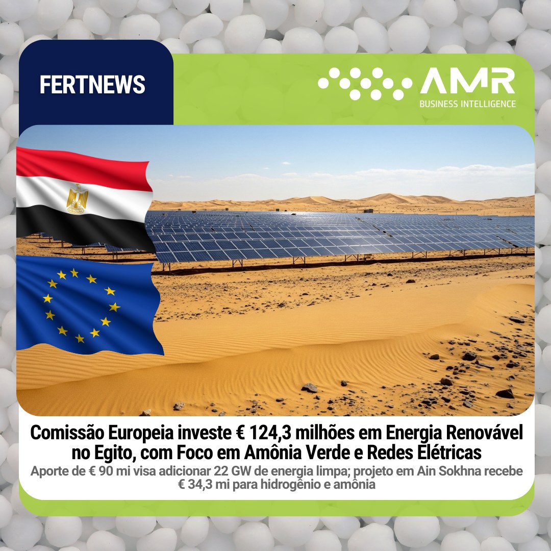Capa da postagem Comissão Europeia investe € 124,3 milhões em energia renovável no Egito, com foco em amônia verde e redes elétricas