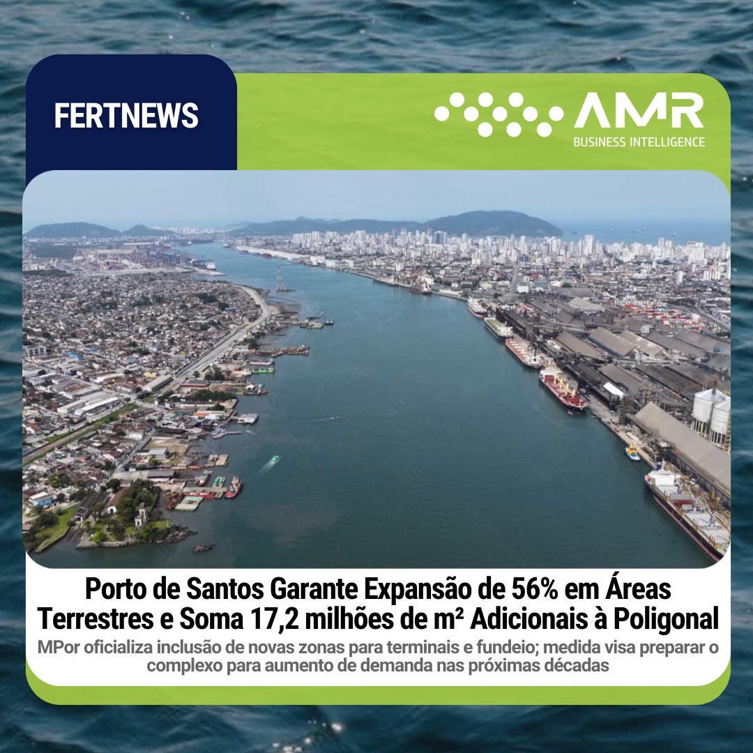 Capa da postagem Porto de Santos garante expansão de 56% em áreas terrestres e soma 17,2 milhões de m² adicionais à poligonal