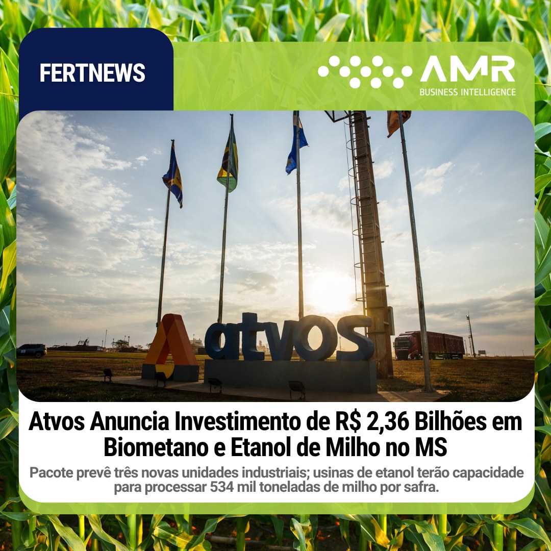 Capa da postagem Atvos Anuncia Investimento de R$ 2,36 Bilhões em Biometano e Etanol de Milho no MS